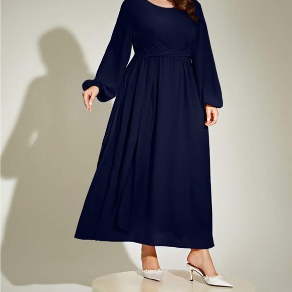 SHEIN -  Plus Size Navy Blue Dress with Long Sleeves - Picture 2 of 3